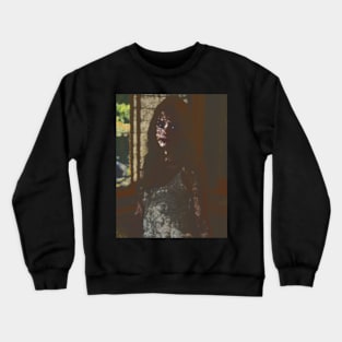 Very sad beautiful girl with blue eyes, rough and noisy textures. So beautiful, so sad. Crewneck Sweatshirt